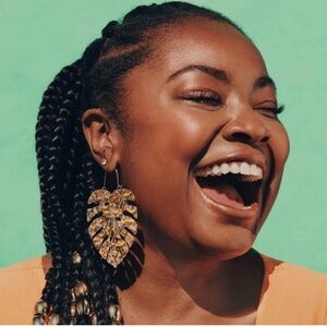 Tabitha Brien Gold Leaf Statement Earrings